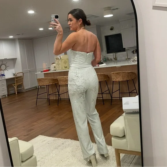 Dress The Population - Sparkly Sequin Silver Andy Jumpsuit - Worn Once Sz xs